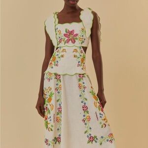 Farm Rio Tropical Romance Off-White Maxi Dress 317789